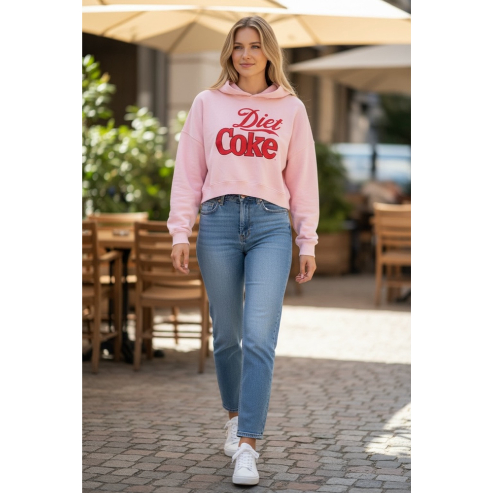 Diet Coke Licensed Boxy Cropped hoodie with embroidered stitching Size Med EUC